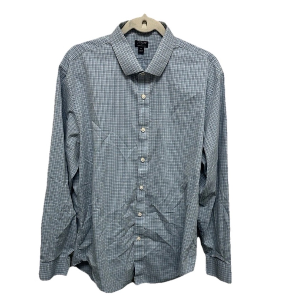 J Crew Performance Men Plaid Button Up Shirt Slim Fit Size XL Office Work Preppy